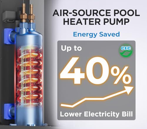 40000 BTU Electric Pool Heater For Inground Pools 12000 Gallon Swimming Pool Heat Pump Above Ground Pool Heater Heating Cooling WiFi Control Schedule 220V