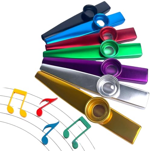 Kazoo,7 piezas Kazoo Pitos de Carnaval,Pito Carnaval Cadiz Cazu Instrumento Mirlitón Niños Silbato de Trompeta Kazoo Metálico gran regalo para los amantes de la música