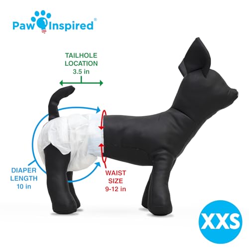 Image of Paw Inspired Disposable Female Dog Diapers, XXS Size, 32 Count