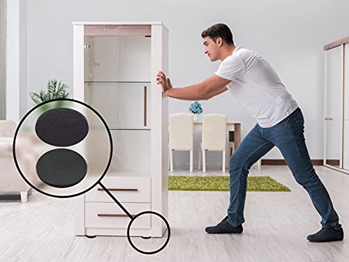 Slipstick Cb136 Premium Felt Furniture Sliders For Hardwood Floors (8 Pack) Reusable 3-1/2” Round Furniture Movers For Sliding On Hard Surfaces, Heavy Duty Felt & Rubber Foam, Black #TOP2