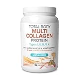 Natural Factors Total Body Multi Collagen Protein, 5-Collagen Blend with Hyaluronic Acid, Biotin, L-Glutamine and L-Tryptophan, Unflavored, 9.41 Oz
