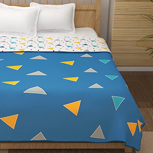 Image of Story@Home Comforter Double Bed |100% Cotton Blanket |150GSM, 225 X 240 cm | AC Comforter Double Bed | Blue, Geometric Pattern Quilt for Double Bed | Duvet | Dohar | Perfect for Festive Gifting