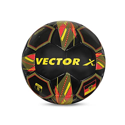 Vector X 32 Panels Country Colour Germany PVC Hand Stitched Indoor/Outdoor Football with Latex Bladder, Black-Red-Yellow, Suitable for Match and Training for Adults 15+ Years