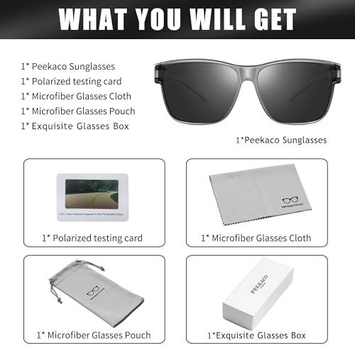 Image of Polarized Sunglasses Fit Over Glasses for Women Men, Oversized Square Sun Glasses UV400 Protection