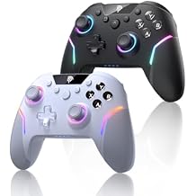 EasySMX 2Pcs X20 Wireless Controller PC mit RGB Bluetooth Controller mit 2 in 1 Trigger & abnehmbare Hall Joystick & Mechanische Tasten 6 Achsen Gyro Kompatibel mit PC/Switch/Handy