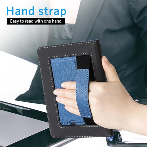 Image of CoBak Case for 6 inch E-Reader - PU Leather Smart Cover with Auto Sleep /Wake & Hand Strap, not Compatible with Kobo Clara, Dark Blue