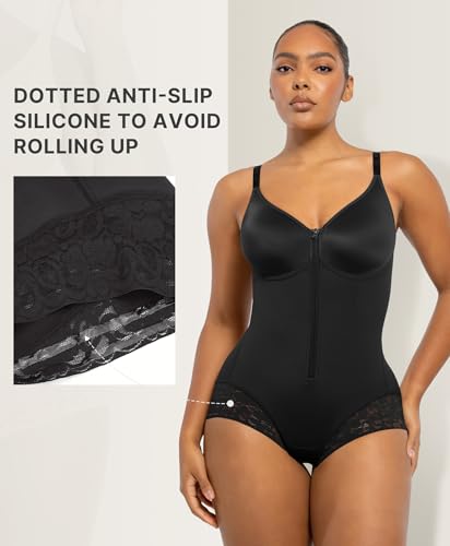 Image of SHAPELLX Faja Body Shaper for Women, Zipper Shapewear Bodysuit with Bra