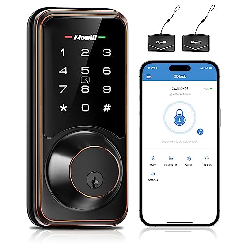 Smart Deadbolt Lock - Keyless Entry Door Lock With Bluetooth App, Electronic Keypad, Ic Card, Spare Keys, Security Waterproof Smart Lock Easy Install, Auto-Lock For Home Use, Apartment, Office, Hotel #TOP10
