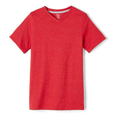 French Toast Boys' Little Short Sleeve V-Neck Tee, Red Heather, 6