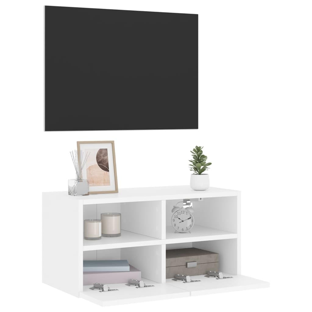 Mobile TV a parete bianco 60x30x30 cm legno Cosite design moderno spazio-cantare Sto per soggiorno facile montaggio Slish Home Fur