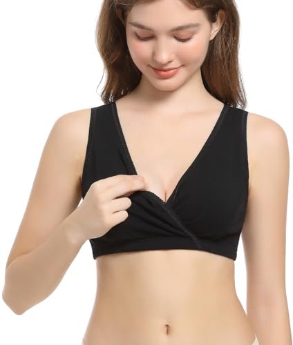 Image of CAKYE 3 Pack Maternity Nursing Sleep Bra Breastfeeding Cotton Bralette