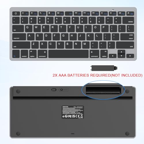 Image of OMOTON Ultra-Slim Bluetooth Keyboard for iPad 11th /10th /9th /8th /7th, iPad Pro /Air /Mini and iPhone Series, Wireless iOS Keyboard with 12 Multimedia Keys for Office, Home, Travel, School, Black Grey