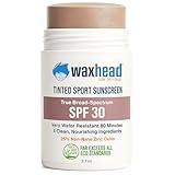 Waxhead Tinted Zinc Oxide Sunscreen Stick SPF 30, 3.7oz, 25% Non-Nano Zinc Oxide, 4 Food-Grade Ingredients, Sweat & Water Performance, Reef-Safe Mineral Face Stick for Kids & Sensitive Skin