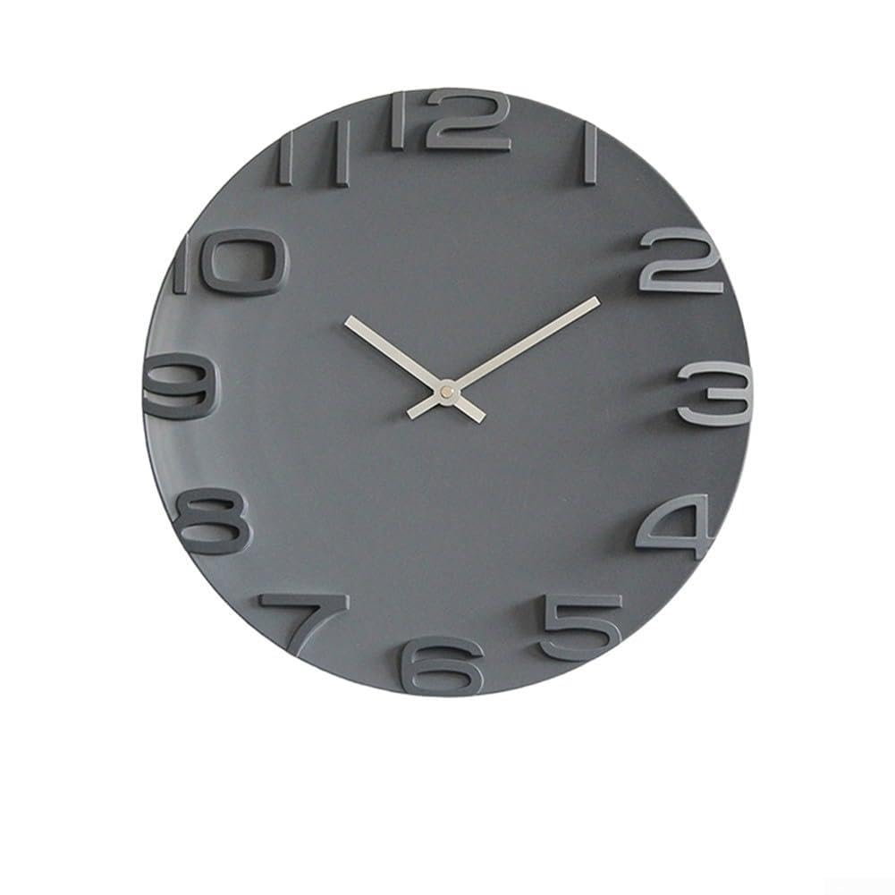Horloge murale silencieuse 34,8 cm au design 3D moderne et épuré pour salon