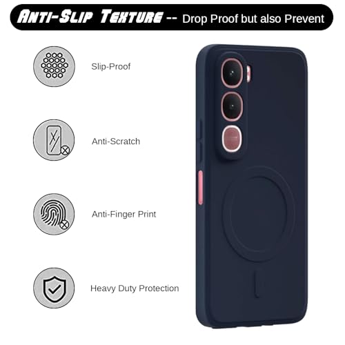Image of Casotec Back Cover Compatible with Vivo Y31 5G | MagFit Ring Design (Non-Magnetic) | Shockproof Case | Anti-Slip Grip | Raised Camera Edges | Slim Protective Case for Vivo Y31 5G (Steel Blue)