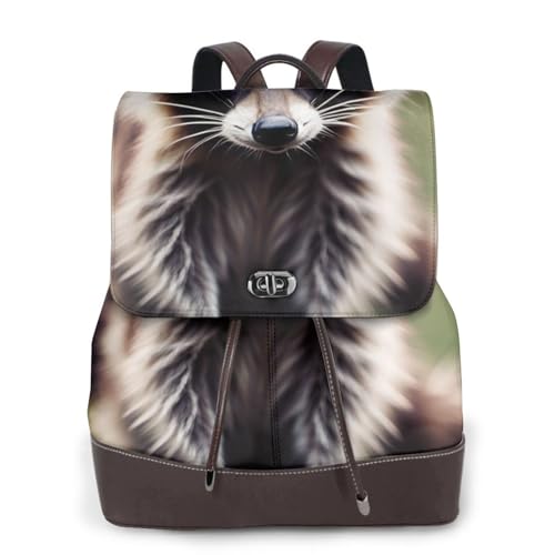 Sac à dos voyage cuir raton laveur mignon petit sac business noir élégant