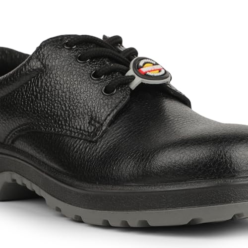 Image of Liberty Warrior 7198-319 STA Safety Shoes for Men, Genuine Leather, Double Density PU Sole, Light Weight, Steel Toe, Black, Sizes-6UK-10UK