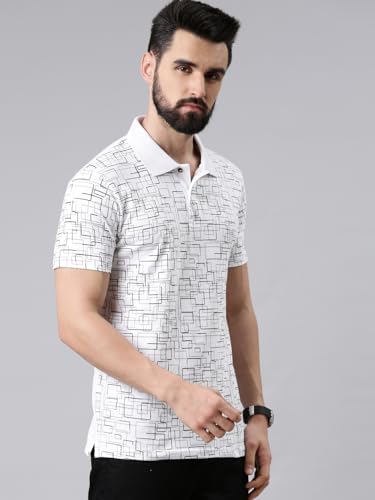Image of KRYPTIC Men's Ultra-Soft Cotton Rich Casual Printed Half Sleeve Regular Fit Classic Polo T-Shirt - Soft, Cool & Stylish Everyday Wear