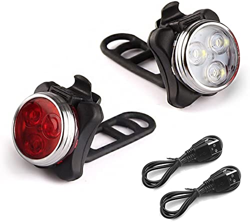 Rantizon Phare Lampe LED de Vélo 650mh Lumière Vélo Rechargeable Avant et Arrière, 4 Modes de Luminosité, Éclairage USB Antichoc Impermeable, pour VTT VTC Cycliste Poussette Camping Cover
