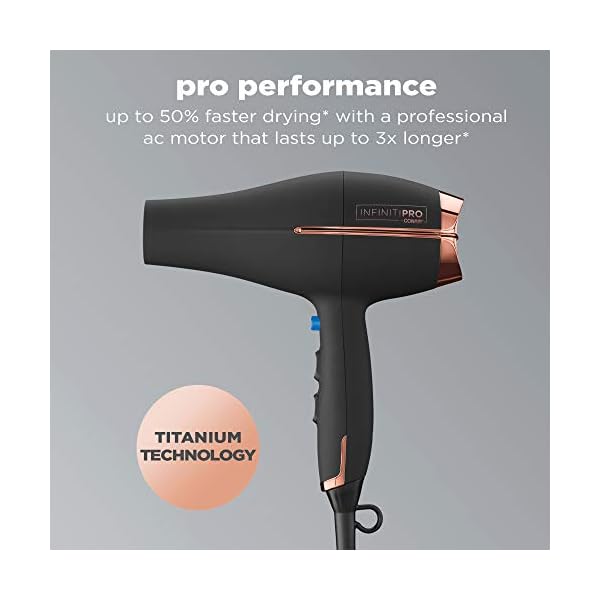 INFINITIPRO-BY-CONAIR-1875-Watt-AC-Motor-Pro-Hair-Dryer-with-Ceramic-Technology-Black Conair Hair Dryer with Diffuser, 1875W AC Motor Pro Hair Dryer with Ceramic Technology, Includes Diffuser and Concentrator, Black