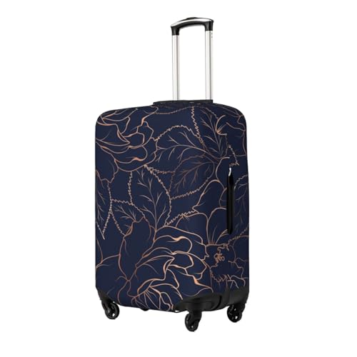 Copper-Gold Gloss Outline Navy Dark Blue Print Luggage Cover Elasticated Suitcase Covers TSA Approved Stylish Scratch Washable Resistant Case Protector for Kids and Adults2