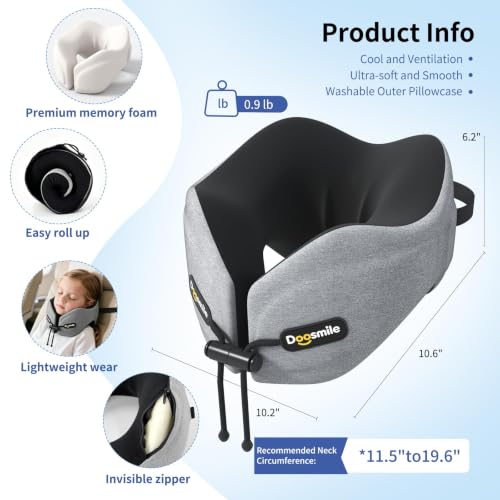 Image of Patented Head-Bobble-preventing Ergonomic Travel Neck Pillow Combo Gray
