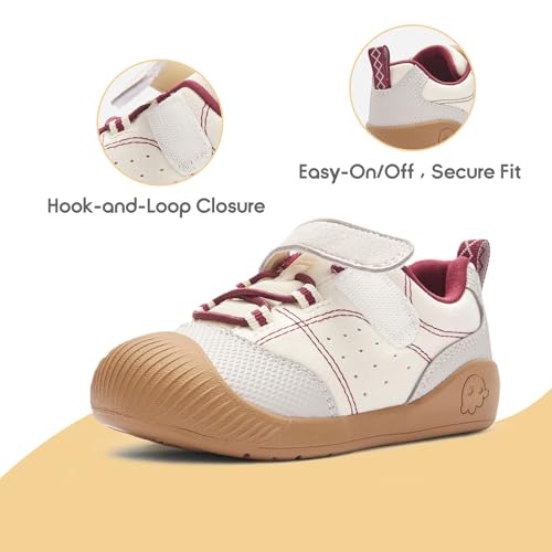 Image of Balabala Girls Boys Toddler Sneakers Wide Toe Box Walking Shoes | Unisex Kids Sneakers with hook-and-loop straps, non-slip soles, soft heel cushion, and flexible support for play