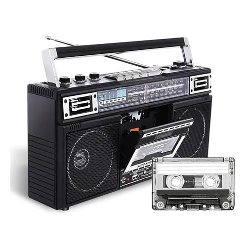 MObyat Radio Retro, Reproductor De Casetes, Función De Transcripción, Tarjeta SD/USB, Reproducción Bluetooth, Reproducción De Audio Dual HD, Estilo Retro De Los 80