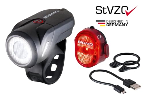 SIGMA Aura 35 und Nugget II | spritzwassergeschütztes Fahrradlichter Set | StVZO zugelassenes,...