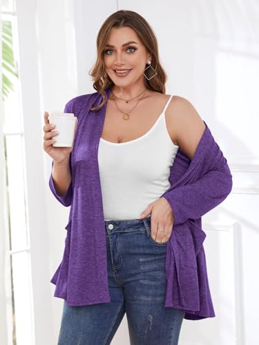 Image of BELAROI Plus Size Lightweight Cardigan Sweaters for Women Casual Open Front 3 /4 Sleeve Cover Up