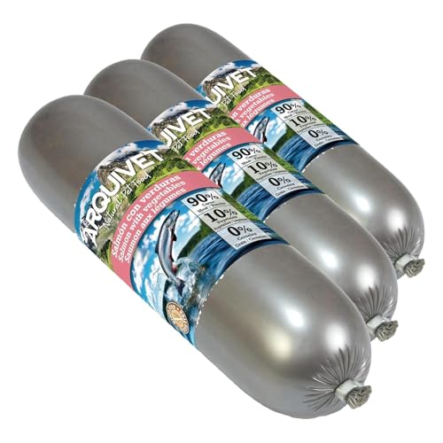 Arquivet Salchicha de Salmón y Pollo con Verduras para Perros 500 gr, 1 Unidad (Paquete de 3)
