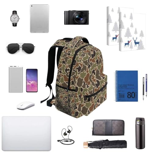 QUGRL Duck Hunter Camouflage School Backpack for Girls Boys Hunting Camo Large Bookbag Laptop Computer Bag Casual Hiking Travel Daypack Backpack Schoolbag for Teens College 16 Inch4