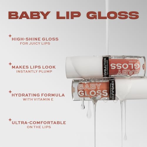 Image of Relove by Revolution Baby Gloss Lip Gloss- Sweet | High-Shine Hydrating Lip Gloss with Vitamin E | Non-Sticky Lightweight Sheer Lip Tint for Juicy Glossy Lips | Everyday Wear | 2.2ml (Pack of 2)