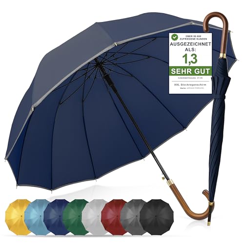 ADRIANO PORCARO® Regenschirm Sturmfest I Ø120cm Schirm I Regenschirm Groß XXL mit Reflektierendem Rand I 12 Streben Stockschirm I inkl. Schirmhülle - Für Herren & Damen I Blau ADRIANO PORCARO® Regenschirm Sturmfest I Ø120cm Schirm I Regenschirm Groß XXL mit Reflektierendem Rand I 12 Streben Stockschirm I inkl. Schirmhülle - Für Herren & Damen I Blau