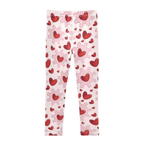 Pink Bolt Heart Girls Leggings,Workout Leggings for Girls Toddler Athletic Leggings Size for 3-10T2