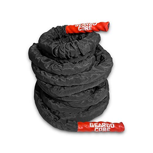 Geardo Battle Rope - 1.5 Inches Width Poly Dacron 30 Feet Length Exercise Undulation Ropes - Gym Muscle Toning Metabolic Workout Fitness (Anchor Not Included) (30, 1.5) #TOP1
