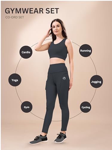 Image of High-Waist Track Suit, Co-ord Set for Women's, Gym wear 2-Piece Workout Set, Sports Bra and Bottom Set, Sports Running Suits, Yoga Wear