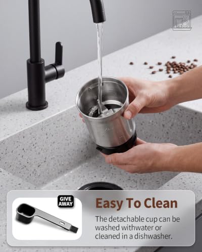 Image of SHARDOR Electric Blade Coffee Grinder, Timed Grind Control Rotary Knob, All-stainless steel shell,Adjustable,for Coffee Beans, Spices & Herbs, with 2 Removable Stainless Steel Bowl,Sliver