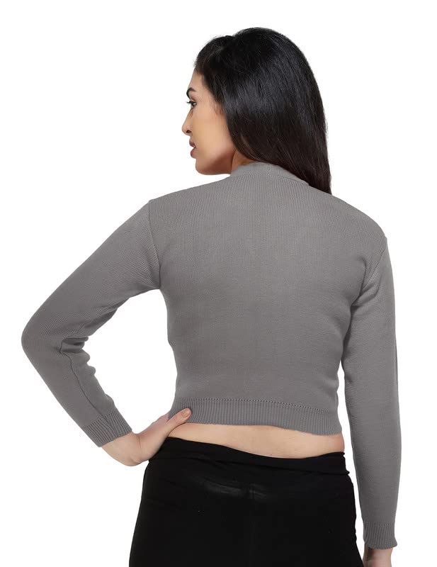 Image of Women Winter Wear V-Neck Full Sleeves Regular Fit Woollen Blouse