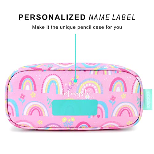 Image of mibasies Girls Pencil Case for Kids, Multi-Slot Pencil Pouch, Rainbow Pink