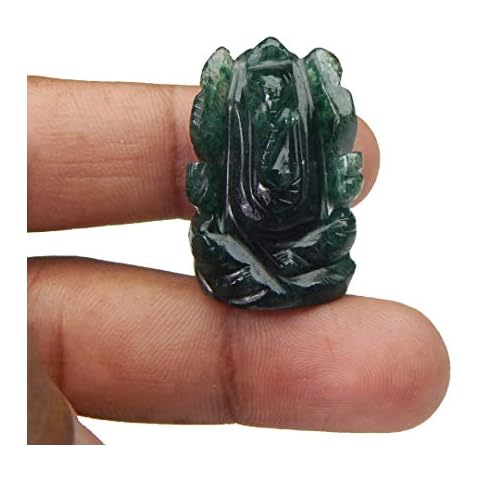 Myhealingworld Natural Dark Green Aventurine Gemstone Ganesha Handcarved Statue Sculpture for Good Luck & Fortune. Cover