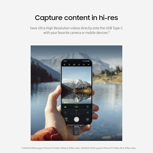 Image of Samsung Type-C USB Flash Drive, 512GB, Transfers 4GB Files in 11 Secs w /Up to 400MB /s USB 3.2 Gen 1 Read Speeds, Compatible w /USB 3.0 /2.0, Waterproof, 2022, Blue, MUF-512DA /AM