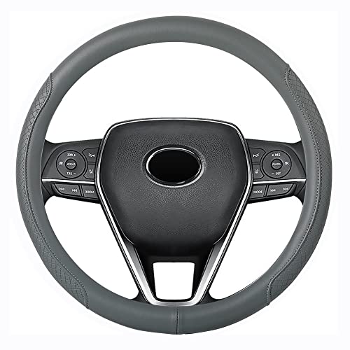 Vargtr Steering Wheel Cover, Microfiber Leather Steering Wheel Cover With Classic Embossing,Anti-Slip Breathable Auto Car Steering Wheel Cover Fit 15 Inch Car Wheel Protector (Gray) #TOP5