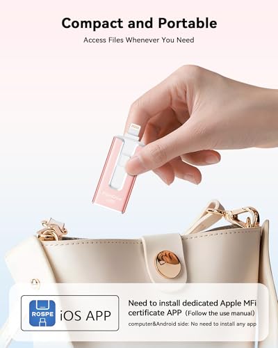 Image of MFi Certified 256GB Flash Drive for iPhone, 3 in 1 Type-C USB Memory Stick Thumb Drive for Photos Videos, High Speed External Memory Storage Photo Stick for iPhone iPad Android PC (Rose Pink)
