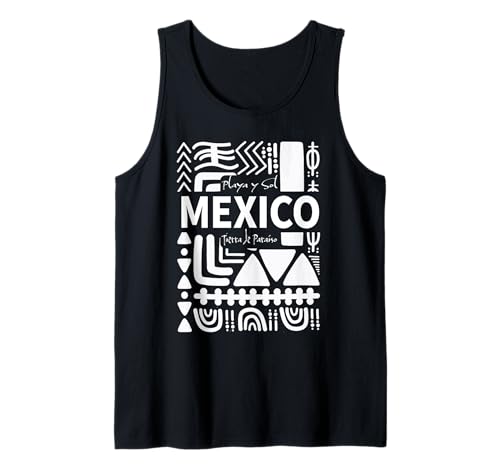 México Art - Playa y Sol Diseño Abstracto Inspirado en Aztecas Camiseta sin Mangas