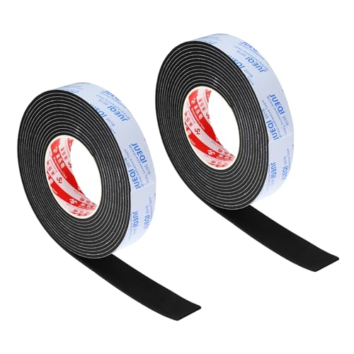 PATIKIL 1-1/5"W x 1/8"T x 16.4Ft EVA Single Sided Foam Tape, 2Pcs Multipurpose Sealing Strip Foam Waterproof Weather Stripping Foam Sealing Foam Strips with Adhesive for Door, Black
