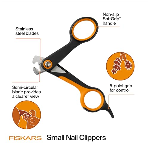 Image of Fiskars Pet Small Nail Clippers, Cat and Dog Trimmers for Grooming, 4.25 inch (Pack of 6)