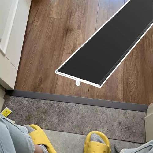 Tira de Umbral Tira de Transición de Umbral en Forma de T de 5cm y 6cm, Borde Divisorio de Piso A Piso para Laminado de Baldosas de Vinilo, Cubierta Decorativa para Espacios en Baños(Black,60mm(2 3/8'