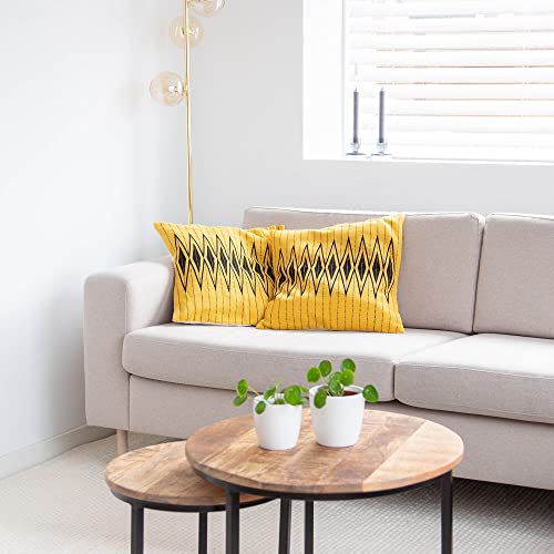 Housse de coussin faite main jaune Khonoma en coton authentique