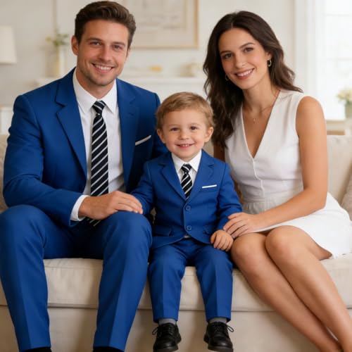 Image of Baby Boy Formal Suit for Toddler Infant Tuxedo Dress Suits | Little Gentleman, Wedding Ring Bearer Outfit, Vest Pants Long-Sleeve Shirt Tie, Birthday Party Christmas Prom, Classic